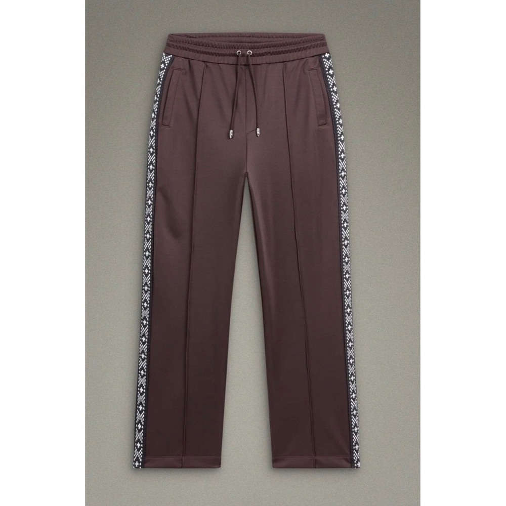 Caleb Paris Mens Brown Track Pants Knit Side Stripe Straight Leg Joggers NEW